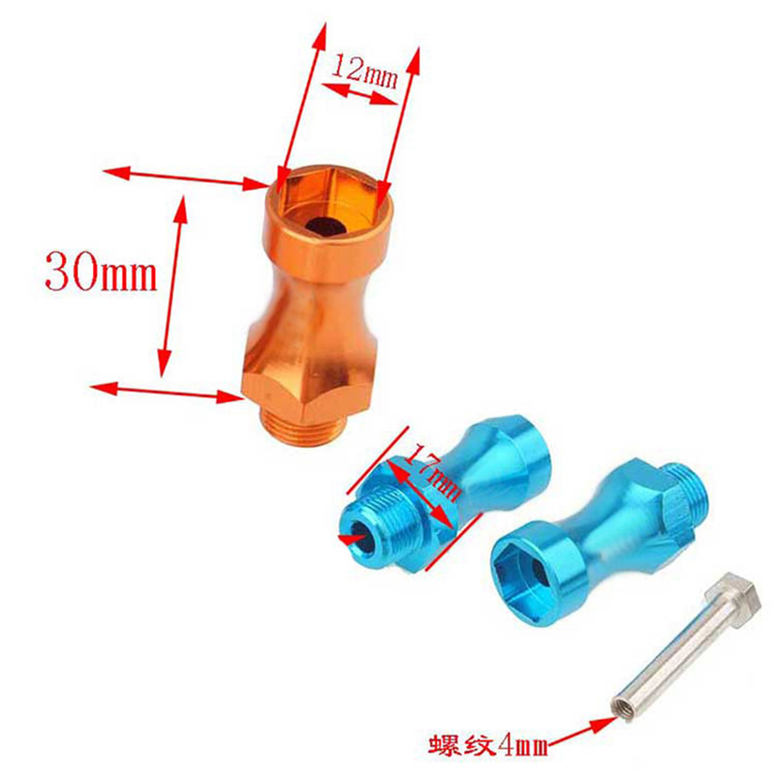 4pcs Wheel Hex 12mm Turn 17mm  - Wheel Hex Adapter reseña y precio