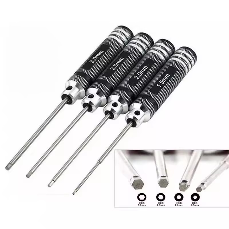 4PCS 1.5/2/2.5/3.0mm Black Hex - Rc Hobby Electric Screwdriver reseña y precio